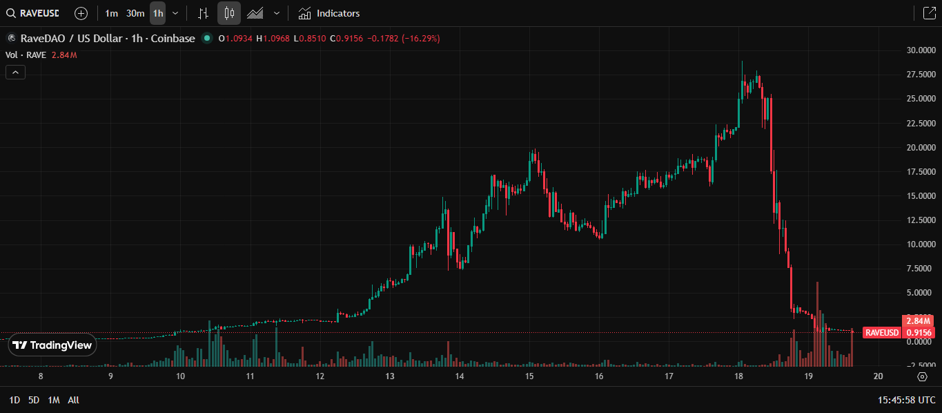 Rave Price Pump and Rug Pull Chart
